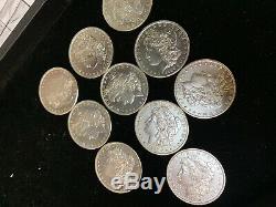 (10) XF/AU 1878-1904 Morgan Silver Dollar 1/2 Roll Lot 90% Collection Pre-1921