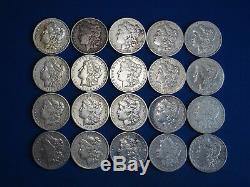 1878-1904 Morgan Silver Dollars F-VF (Fine-Very Fine) Pre-1921 Lot of 20 Coins