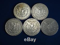 1878-1904 Morgan Silver Dollars F-VF (Fine-Very Fine) Pre-1921 Lot of 5 Coins
