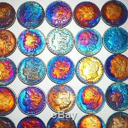 1878-1904 RAINBOW TONED Morgan Silver Dollar FINE Pre-1921 Lot of 50 Coins Color
