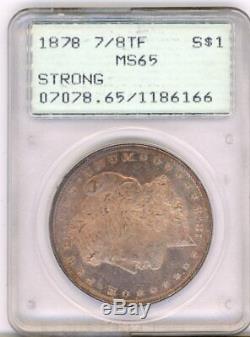 1878 7/8TF Morgan Dollar in Rattler, MS 65 Strong PCGS