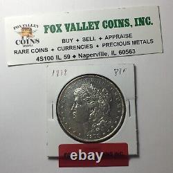 1878 Morgan Silver Dollar. AU UNC. TYPE 8 Tail Feathers! First Year Variety