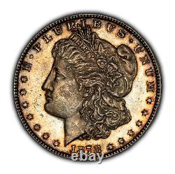 1878-S $1 Morgan Silver Dollar Semi Proof-Like Rainbow Accent Toning D5402