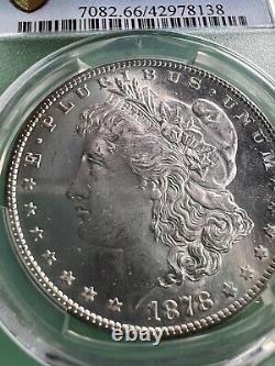 1878-S Morgan Dollar PCGS MS66 Flashy White with a cool golden brown behind