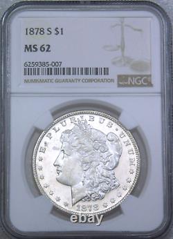 1878 S Morgan Silver Dollar NGC MS62 White Semi Mirror/Cameo Just Graded #750G