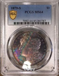 1879-S Morgan Dollar PCGS MS64 Aubergine Emerald Rainbow Toned withVideo