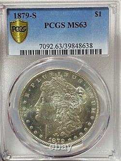 1879-S Morgan Silver Dollar, PCGS MS63, Gold Shield Label