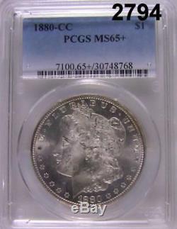 1880 CC Pcgs Certified Ms 65+ Morgan Silver Dollar Frosty Gem + Scarce! #2794