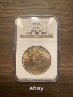 1880 Morgan Dollar Silver $1 MS 63 NGC Toned