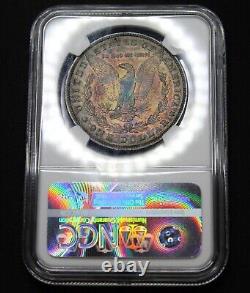 1880 Morgan Silver Dollar NGC Graded MS63 Rainbow Color Toned Coin