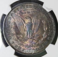1880 Morgan Silver Dollar NGC Graded MS63 Rainbow Color Toned Coin