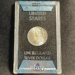 1880-S $1 Morgan Silver Dollar San Francisco Non CC GSA Uncirculated ANACS MS63