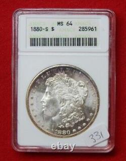 1880-S Morgan Silver Dollar $1 -ANACS MS64 Free USA Shipping