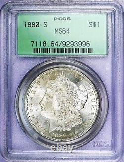 1880-S Morgan Silver Dollar, PSGS MS64, Great Mint Luster, Old Green PCGS Holder