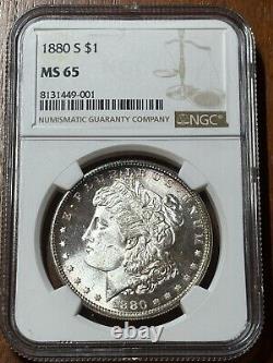 1880 S US Morgan Silver Dollar $1 NGC MS65 PQ Rim Toning Beautiful