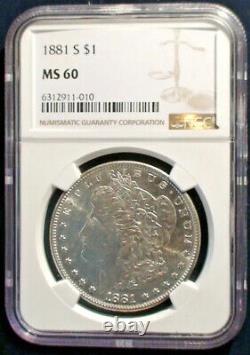 1881 Morgan Silver Dollar S $1 MS 60 NGC