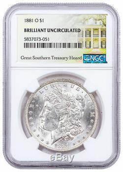 1881 O Morgan Silver Dollar Great Southern Hoard NGC BU Treasury Label