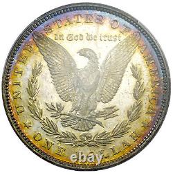 1881-P Morgan Dollar PCGS MS64 CAC Baby Blue Rainbow Toned Lustrous PL/Semi PL