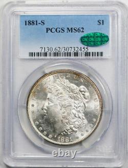 1881 S $1 Morgan Dollar PCGS MS 62 CAC Rainbow Toned Moon Shaped Reverse #68099