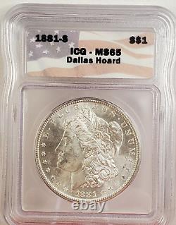 1881-S $1 Morgan Silver Dollar ICG MS65 DALLAS HOARD Beautiful Color