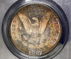 1881-S Morgan Dollar PCGS MS63 CAC Colorful Emerald Peach Red Rainbow Toned