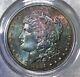 1881-s Morgan Dollar Pcgs Ms63 Cac Emerald Green Peach Red Color Rainbow Toned