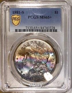 1881-S Morgan Dollar PCGS MS65+ Ultra Lustrous Color Gem Rainbow Toned withVideo