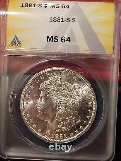 1881-S Morgan Silver $1 ANACS 64-Full Reverse Cameo- Coin Should've PL-Oh well