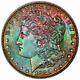 1881-s Morgan Silver Dollar Pcgs Ms63 Cac Gorgeous Emerald Green Rainbow Toned