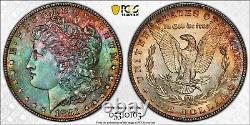 1881-S Morgan Silver Dollar PCGS MS63 CAC Gorgeous Emerald Green Rainbow Toned