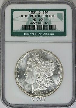 1881-S NGC Silver Morgan Dollar MS63 Binion Collection Hoard Similar as Shown