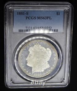 1881 S/S Proof Like Morgan Silver Dollar Graded PCGS MS63 PL Mirrors Cameo