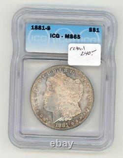 1881-s Morgan Silver Dollar Graded Icg Ms-65 (dk)