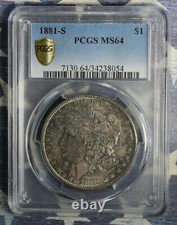 1881-s Morgan Silver Dollar Toned Collector Coin Pcgs Ms64 Free Shipping