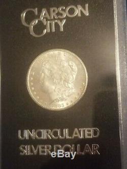 1882 1883 1884 CC CARSON CITY GSA Uncirculated Morgan Silver Dollars withBox & COA