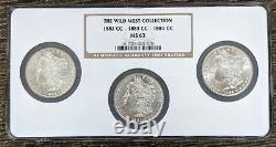 1882 1883 1884 CC NGC Silver Morgan Dollar 3-Coin Wild West Collection MS63