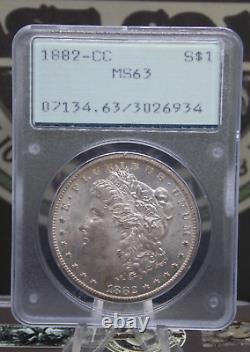 1882 CC Morgan SILVER Dollar $1 PCGS MS63 #934 RATTLER OGH Old Green BU Unc