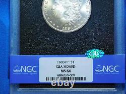1883-CC $1 GSA Morgan Silver Dollar NGC MS64 + CAC GSA Carson City with Box & CO