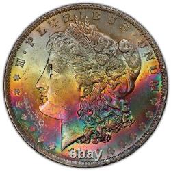1883-O Morgan Dollar PCGS MS64+ CAC Iridescent Full Color Rainbow Toned withVideo