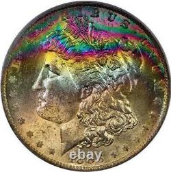 1883-O Morgan Dollar PCGS MS64 CAC Vibrant Double Rainbow Toned Vivid Color