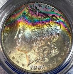 1883-O Morgan Dollar PCGS MS64 CAC Vibrant Double Rainbow Toned Vivid Color