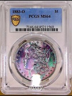 1883-O Morgan Dollar PCGS MS64 Grape Jelly Plum Teal Pink Rainbow Toned withVid