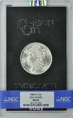 1884-CC $1 Morgan Silver Dollar, NGC MS 65, in GSA holder, GEM