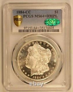 1884-CC $1 Morgan Silver Dollar, PCGS MS 64+ DMPL & CAC Approved