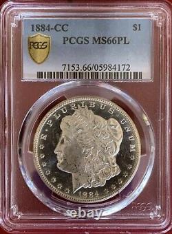 1884 CC Morgan Silver Dollar MS66PLGold ShieldPCGSRARE HIGH GRADE CC