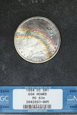 1884-CC NGC Silver Morgan Dollar GSA MS63 STAR Monster Crescent Rainbow Toned