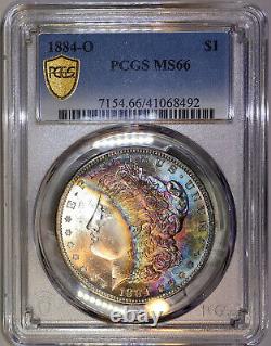 1884-O Morgan Dollar PCGS MS66 Gem+ Original Colorful Bank Bag Rainbow Toned