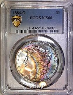 1884-O Morgan Dollar PCGS MS66 Gem+ Original Colorful Bank Bag Rainbow Toned