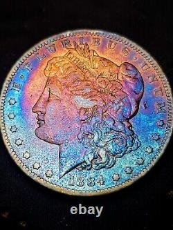 1884 S Morgan Dollar Monster Rainbow Toned