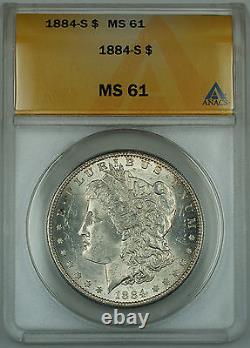 1884-S Morgan Silver Dollar Coin ANACS MS-61 Better Coin Nearly Choice DGH